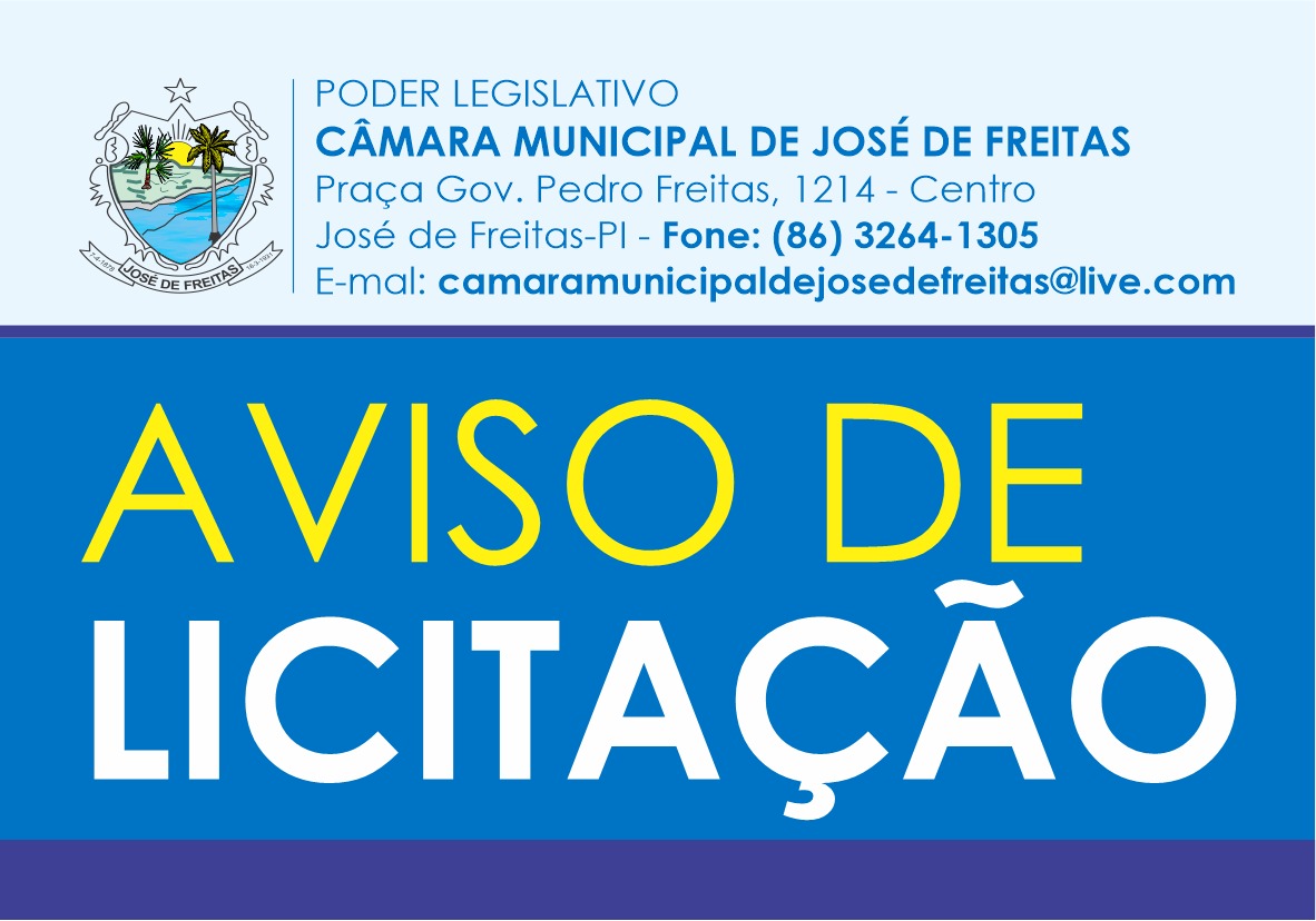 Pregão de número 02/2021- Aquisição de material de limpeza e alimentos para a Câmara Municipal de José de Freitas- Piauí